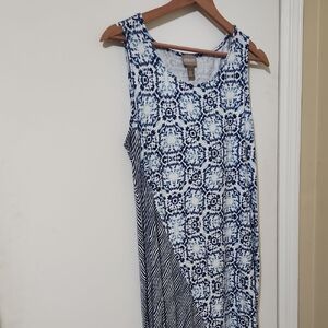 Chico's Asymmetrical Dress in Blue and White
